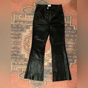 Aritzia Wilfred Black Leather Flare Pants